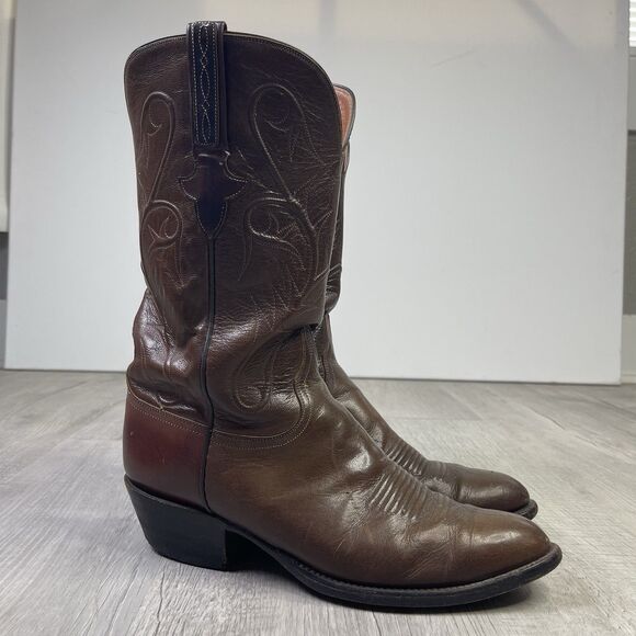 Lucchese Boots Brown Leather Western Cowboy Rodeo Mens Size 9.5 2E Wide W - Picture 5 of 14